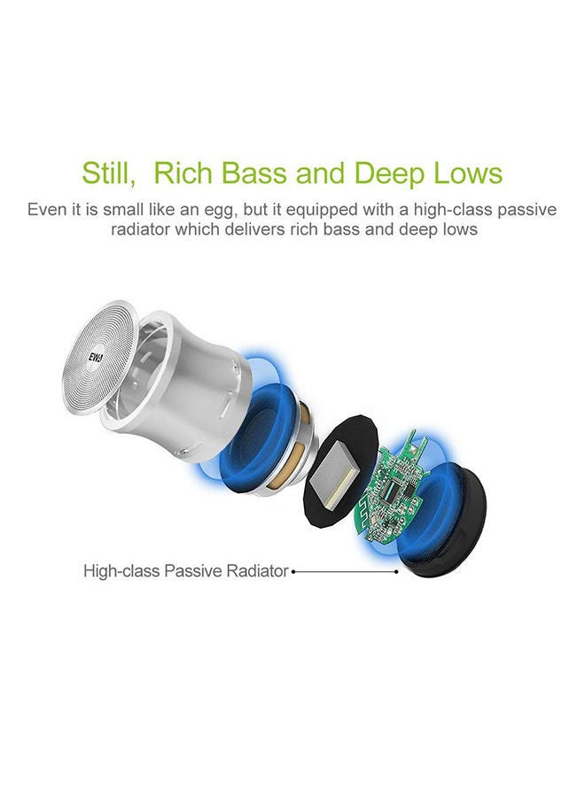 NIBEMINENT Mini Wireless Bluetooth Bass Speaker Silver - Image 2