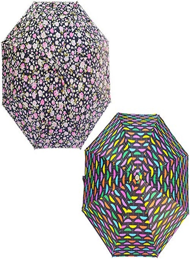RAINPOPSON 2 Fold Printed Big Size Chatri Umbrella for Women & Men UV Protection Umbrella Combo for Summer & Rainy Season (Multicolour) - Set of 2 - Image 2