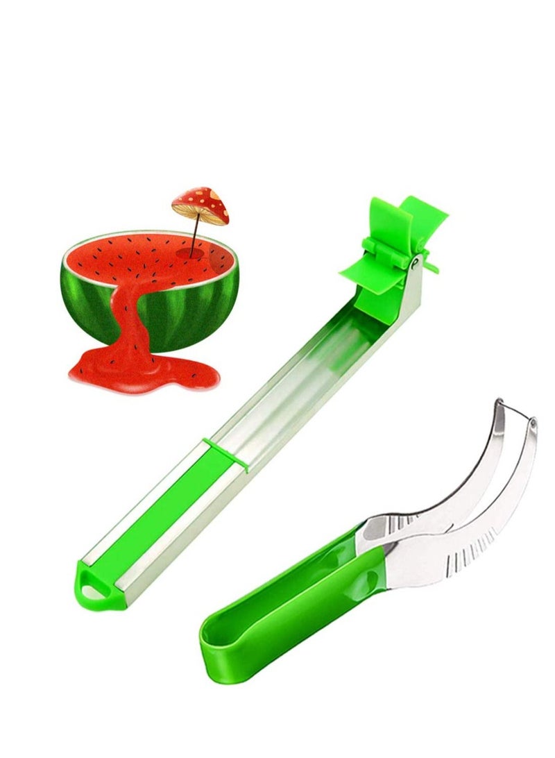 Excefore 2 Pack Watermelon Windmill Cutter, Stainless Steel Watermelon Slicer, Easy Slicer Watermelon, Suitable for Cut Fruit Outs Unique Kitchen Gadgets Watermelon Knife - Image 1