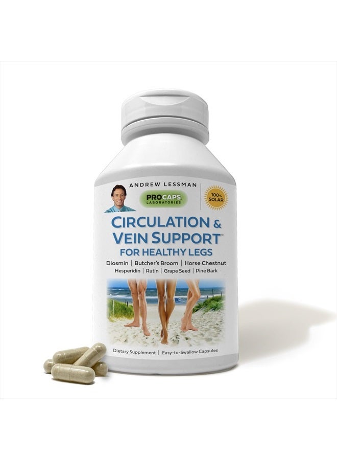 Andrew Lessman Circulation & Vein Support for Healthy Legs 180 Capsules - High Bioactivity Diosmin, Butcher's Broom, Visibly Reduces Swelling & Discomfort in Feet, Ankles, Calves, Legs - Image 1