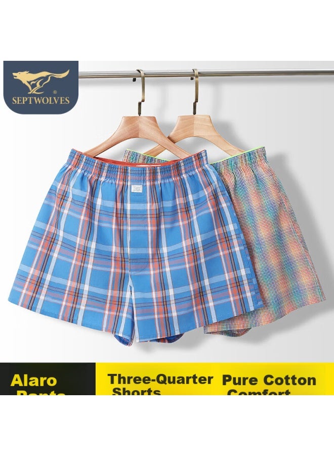 Septwolves Men's Loose Cotton Boxers Men's Pure Cotton Dad Home Sleep Pants Antibacterial Three-quarter Shorts Men - Image 1