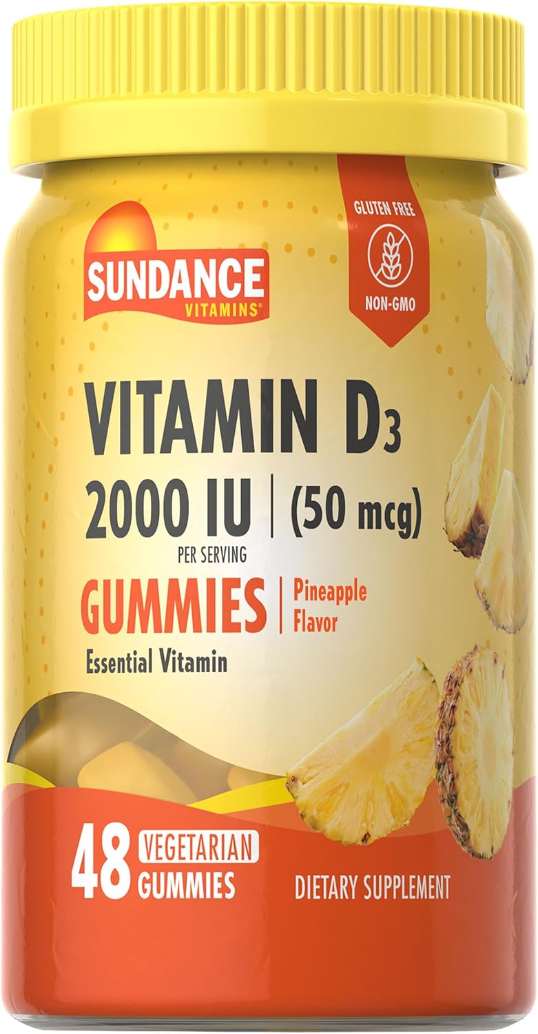 Sundance Vitamin D3 Gummies 2000 IU Pineapple Flavor for Everyone - Image 1