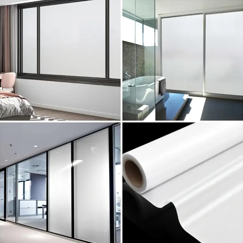 HOMSUN 24 Inch x 8 Feet Self-Adhesive Frosted Glass Film, Window Sticker, Anti-Peep Privacy Light-Transmitting Opaque Film, Suitable for Offices and Bathrooms, Windows, Glass Doors - Image 2