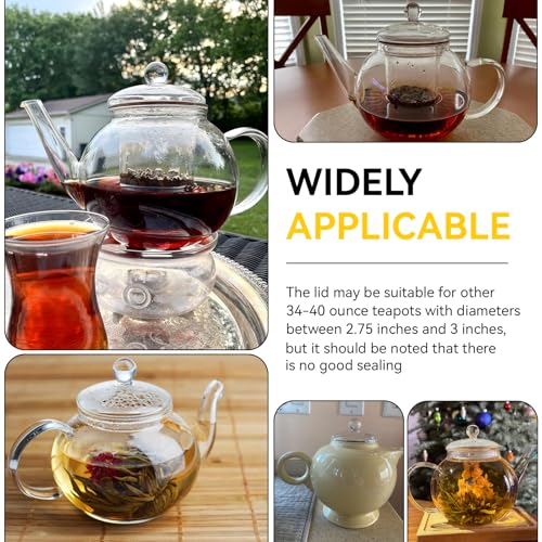 Nbbiww Glass Teapot Lid for Teabloom Celebration, Glass Tea Kettle Lid Replacement, Teapot Top Cover for Celebration Blooming 40 oz/1.2 L Tea Pots, Dishwasher, Microwave, Freezer and Stovetop Safe - Image 5