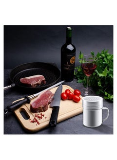 Y&D Seasoning Bottle, Stainless Steel Dredge Shaker with Lid and Handle Salt Pepper Shakers Spice Condiment for Cooking Kitchen Baking Candy 2 Pieces 345ml  - Image 3