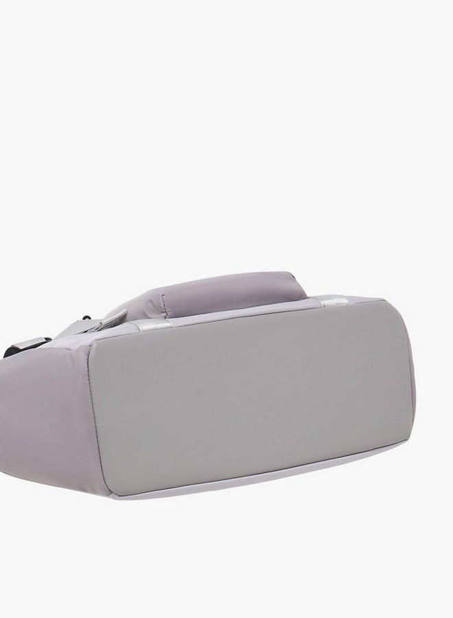 حقيبة توت بألوان متداخلة بمقبض مزدوج وإغلاق بسحاب