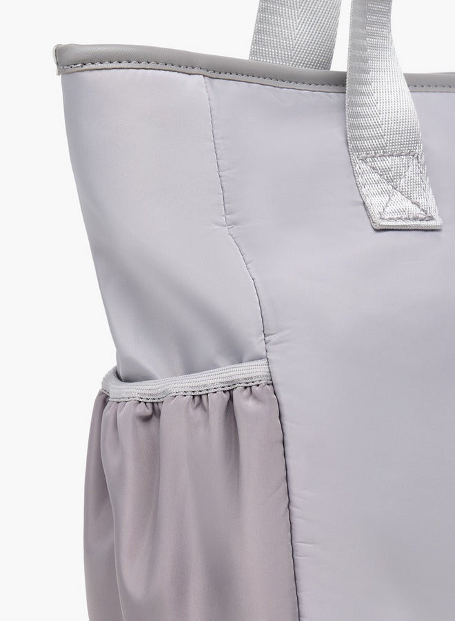 حقيبة توت بألوان متداخلة بمقبض مزدوج وإغلاق بسحاب