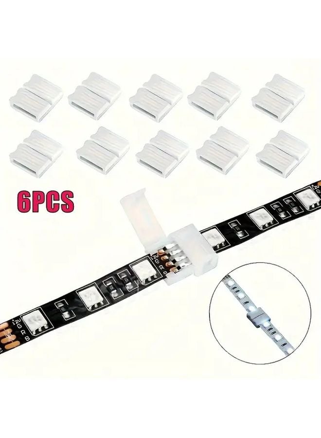 6 قطع موصل شريط إضاءة LED معدني أبيض 4 دبوس RGB SMD 5050 امتداد بدون فجوة بدون لحام - Image 1
