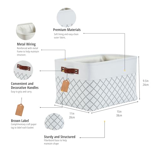 DECOMOMO White Storage Bins Fabric Storage Baskets for Shelves, Linen Closet Organization Toys Nursery (White Check, Large - 3 Pack) - Image 3
