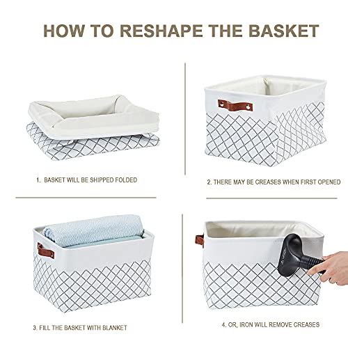 DECOMOMO White Storage Bins Fabric Storage Baskets for Shelves, Linen Closet Organization Toys Nursery (White Check, Large - 3 Pack) - Image 5