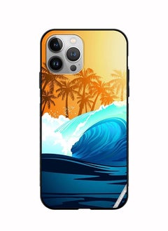 Protective Case Cover For Apple iPhone 11 Pro Max Tropical Surfing Wave At Sunrise With Palm Tree Design Multicolour