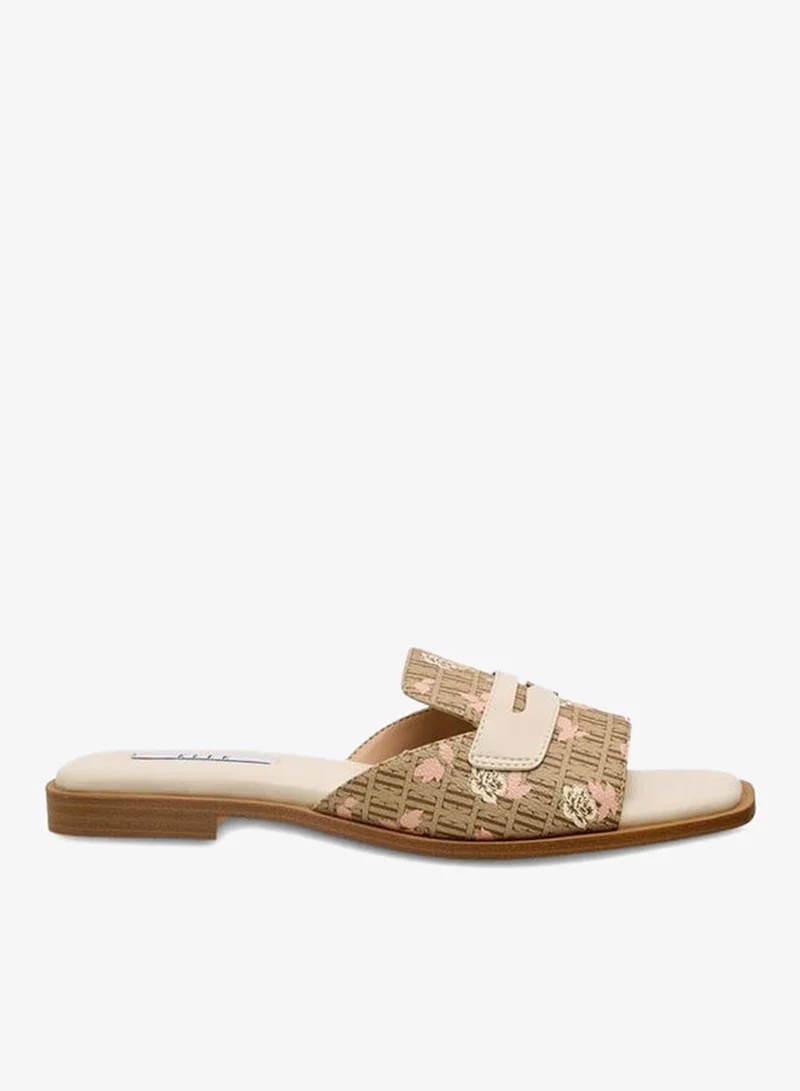 ايل Women Monogram Print Slide Sandals