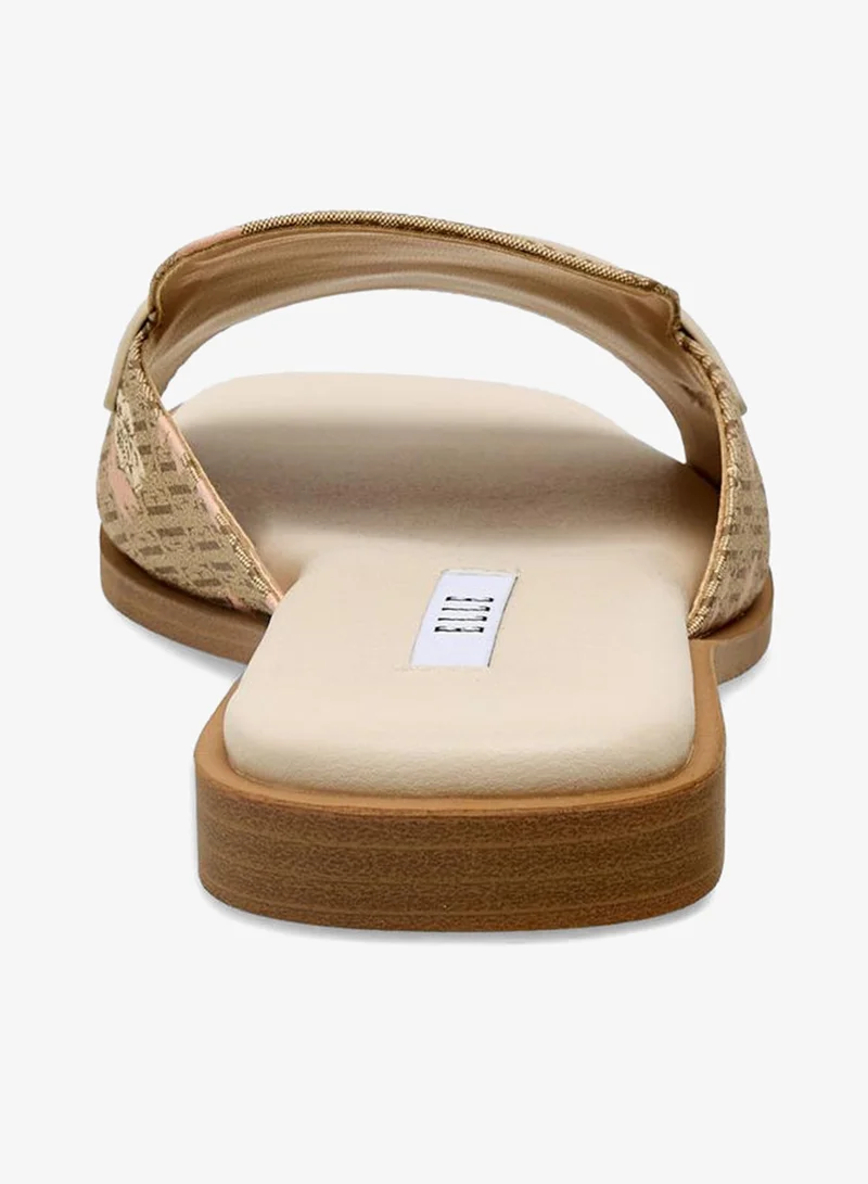ELLE BEIGE Women Monogram Print Slide Sandals for Women | Best Price UAE