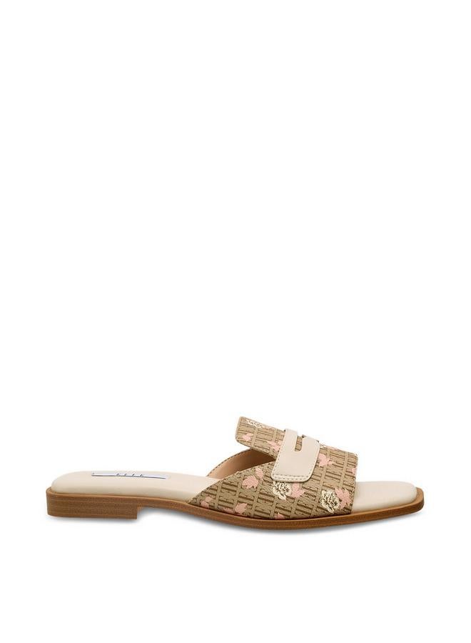 ELLE Women Monogram Print Slide Sandals - Image 3