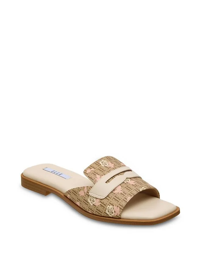 ELLE Women Monogram Print Slide Sandals