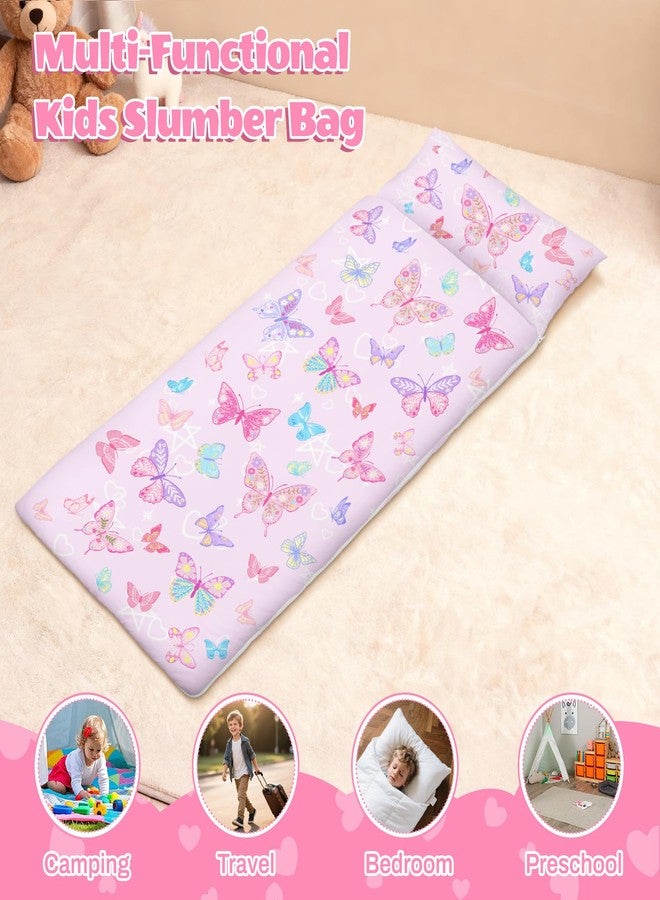 alldomess Toddler Nap Mat Sleeping Bag with Removable Pillow, 59" x 24" Kids Roll Up Portable Slumber Mat for Daycare, Kindergarten, Camping – Lightweight, Soft & Easy to Clean for Girls and Boys, Butterfly - Image 5