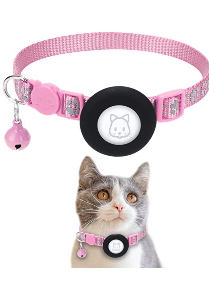 Tanyaz AirTag Cat Collar,Cat Collar with Safety Buckle and Bell（Pink) - Image 1