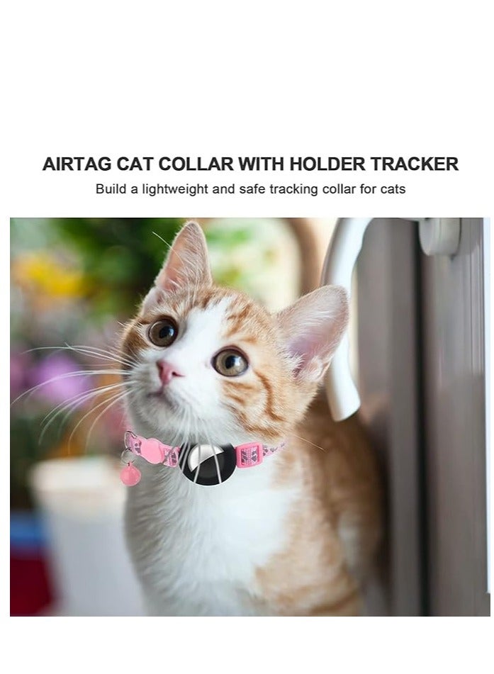 Tanyaz AirTag Cat Collar,Cat Collar with Safety Buckle and Bell（Pink) - Image 3