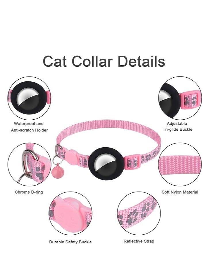 Tanyaz AirTag Cat Collar,Cat Collar with Safety Buckle and Bell（Pink) - Image 4