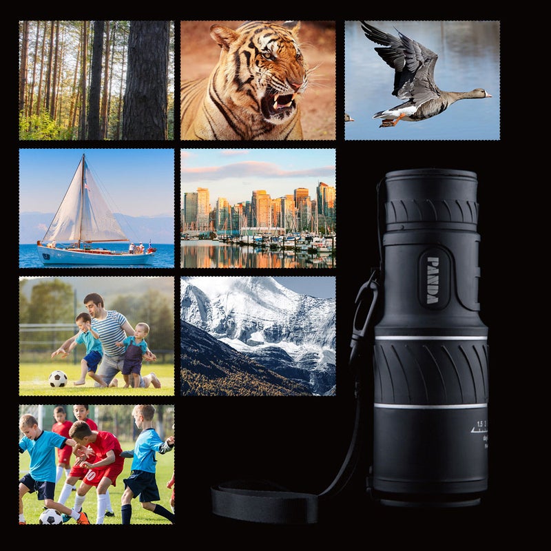 Monocular Telescope 40X60 HD Waterproof Focusing Pocket Monocular with Night Vision Durable and Clear FMC BAK4 Prism for Bird Watching Camping Hiking Match Hunting With Hand Strap Black - Image 3