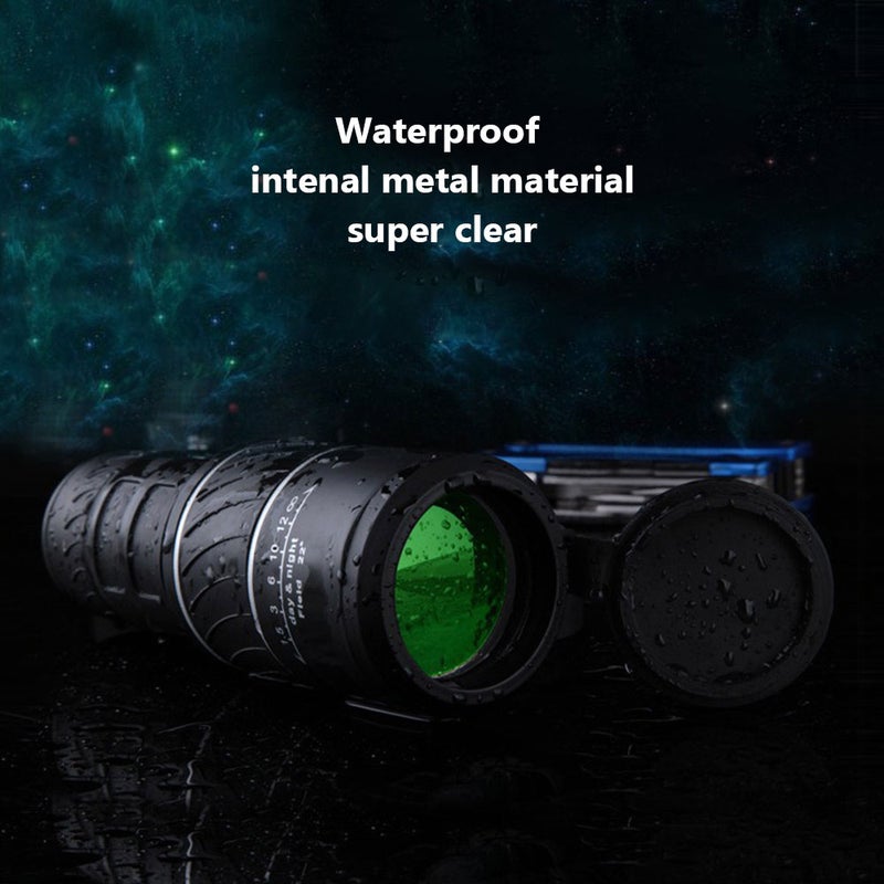 Monocular Telescope 40X60 HD Waterproof Focusing Pocket Monocular with Night Vision Durable and Clear FMC BAK4 Prism for Bird Watching Camping Hiking Match Hunting With Hand Strap Black - Image 2