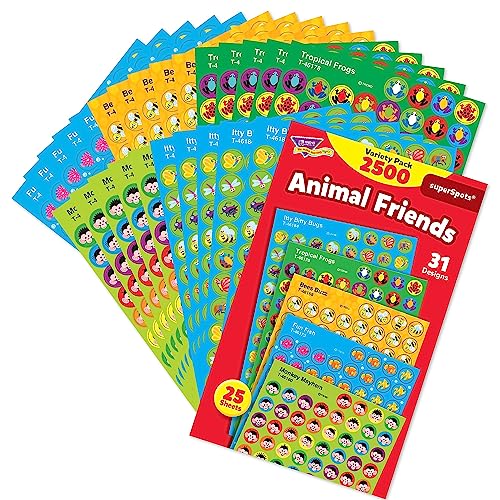 Trend Animal Friends superSpots Stickers Variety Pack from TREND Enterprises, Inc. 2500 ct; 7/16" Incentive Chart Size - Image 2