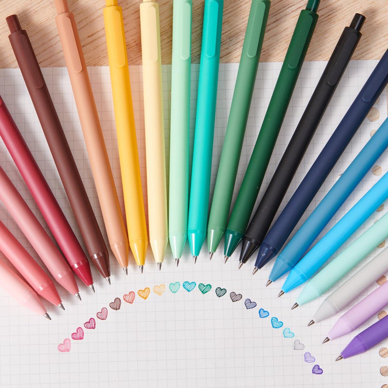 Kaco Gel Pens 20 Assorted Color Ink 0.5mm Fine Point, Cute Stationery Journaling Note Taking Pens Retractable Office Supplies - Image 2