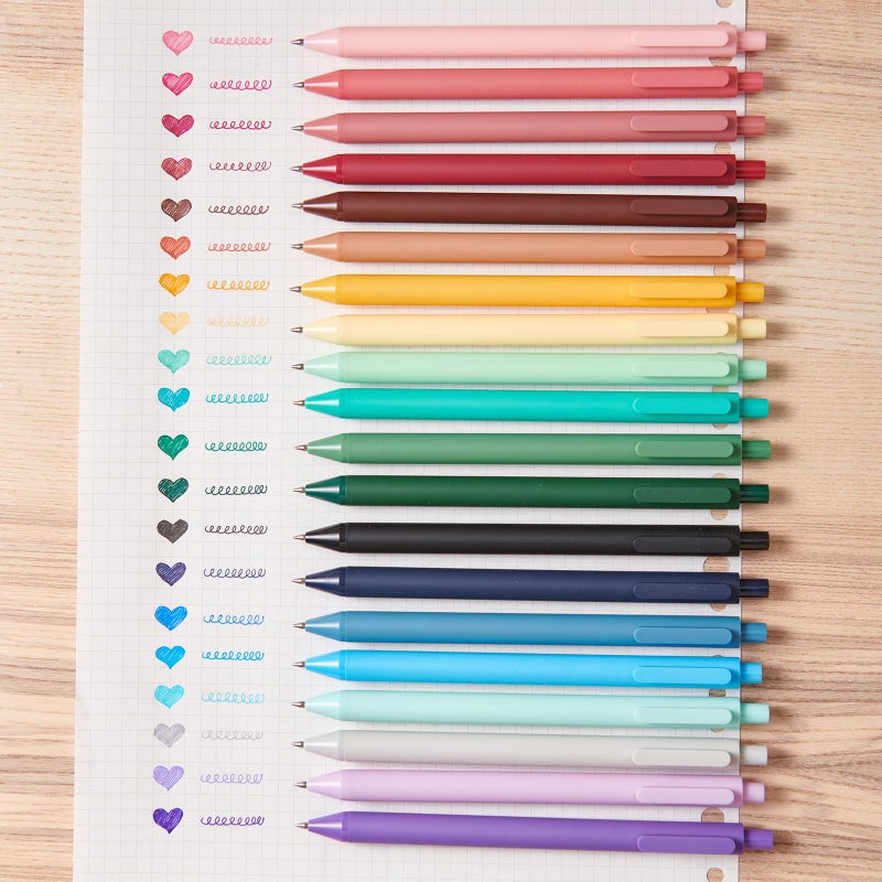 Kaco Gel Pens 20 Assorted Color Ink 0.5mm Fine Point, Cute Stationery Journaling Note Taking Pens Retractable Office Supplies - Image 3