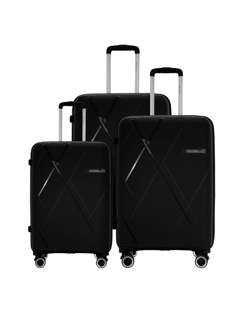 3 Piece with Trolley Set with Lightweight Polypropylene Shell 8 Spinner Wheels for Travel Black - pzsku/Z96C88B13123522F3D064Z/45/_/1698146102/a67ee84b-5d6d-49e3-8b4b-f6c12a367720