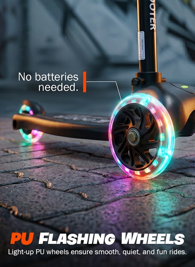 BAYBEE Kick Scooter for Kids | 3 Wheel Kids Scooter with 3 Height Adjustable, LED PU Wheels & Rear Brake | Skate Scooter for Childrens Upto 50Kgs Weight Capacity | Runner Scooters for Kid 3 to 10 Years Boy Girl Black - Image 5
