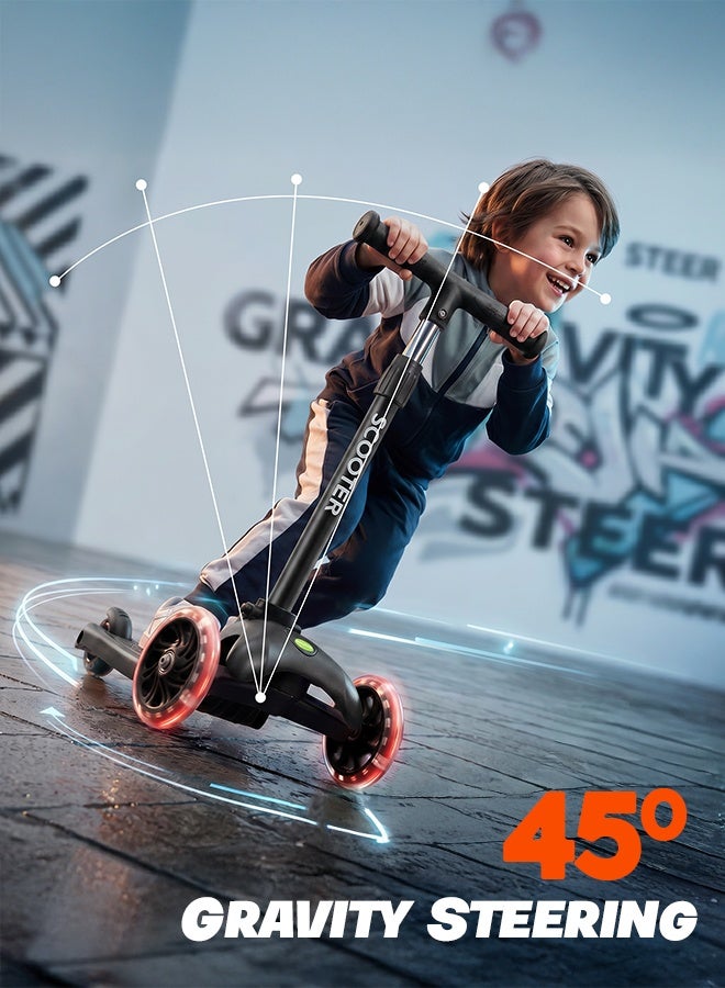 BAYBEE Kick Scooter for Kids | 3 Wheel Kids Scooter with 3 Height Adjustable, LED PU Wheels & Rear Brake | Skate Scooter for Childrens Upto 50Kgs Weight Capacity | Runner Scooters for Kid 3 to 10 Years Boy Girl Black - Image 4