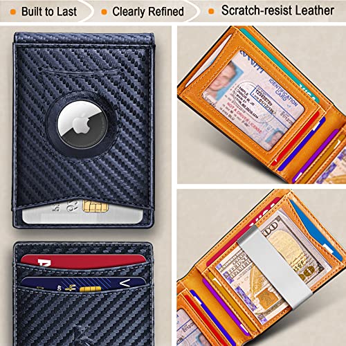 KEMISANT Mens Wallet For Airtag or Standard Use, Slim Front Pocket Wallet for Gift Men 11 Cards RFID Blocking - Image 3