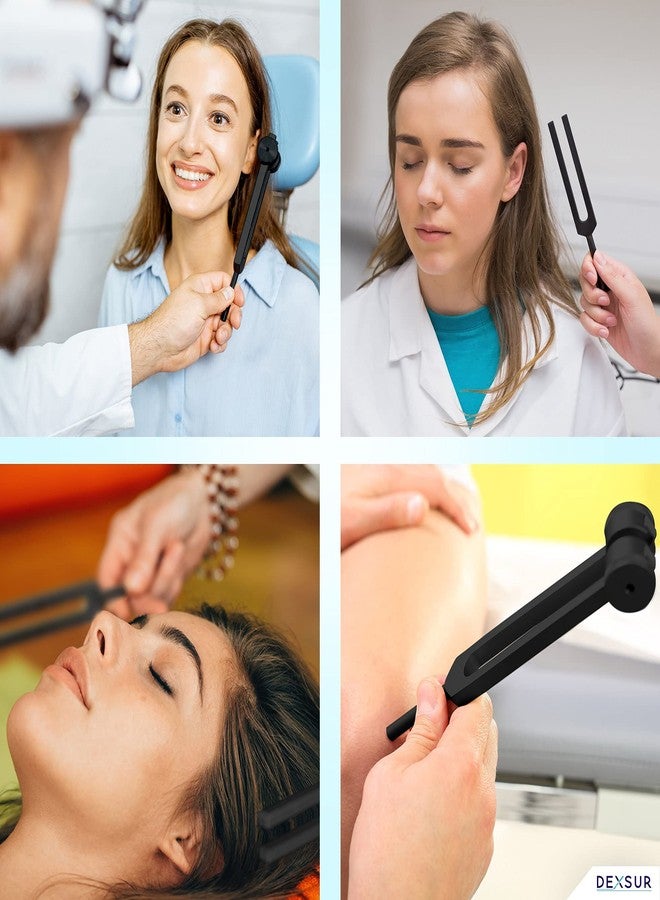 DEXSUR Medical Grade Aluminum Alloy Sensory Tuning Fork Activator For Healing, Therapy Non Magnetic One Each of C 128, C 256, C 512 Tuning Forks, Black, 3 Pcs - Image 2