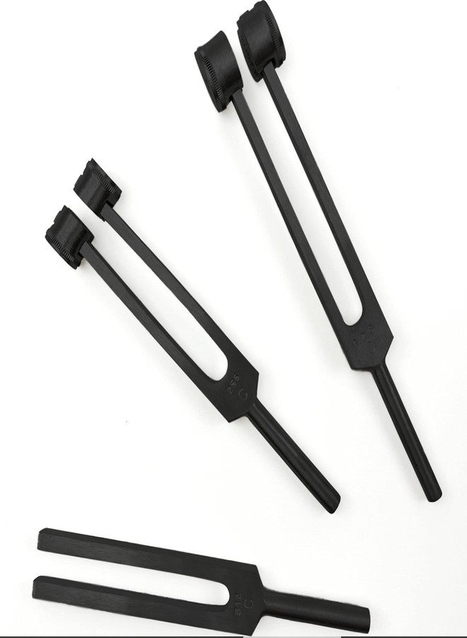 DEXSUR Medical Grade Aluminum Alloy Sensory Tuning Fork Activator For Healing, Therapy Non Magnetic One Each of C 128, C 256, C 512 Tuning Forks, Black, 3 Pcs - Image 1