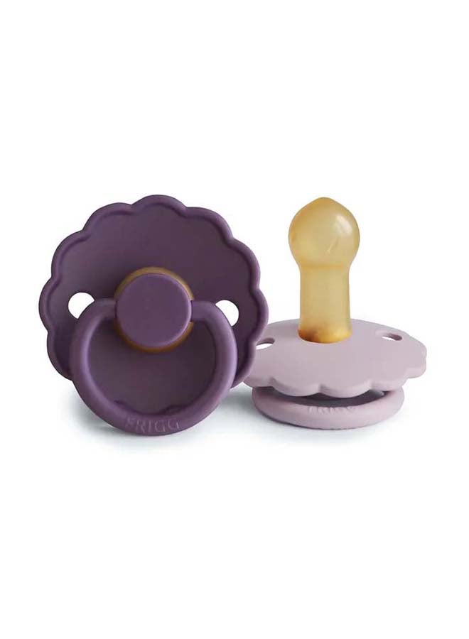 FRIGG Daisy Latex Baby Pacifier 6-18M 2-Pack Violet Dream/Soft Lilac - Size 2 - Image 2