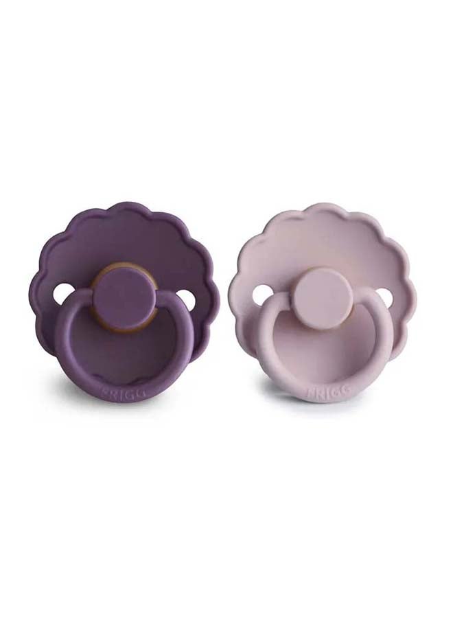 FRIGG Daisy Latex Baby Pacifier 6-18M 2-Pack Violet Dream/Soft Lilac - Size 2