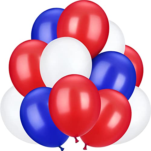 TecUnite 100 Pcs Red White Blue Latex Balloons 12 Inch Colorful Round Balloons for Graduation Wedding Birthday 4th of July Independence Day Patriotic Party Decoration - Image 1