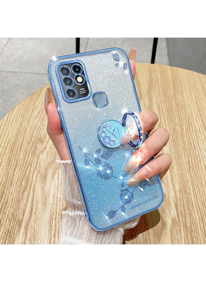 زبون جراب لهاتف Infinix Hot 10، جراب هاتف شامل بحلقة زهرة خالدة لامعة متدرجة اللون - Image 2