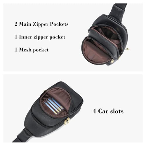 INICAT Small Crossbody Sling Bags Faux Leather Fanny Packs Purses for Women Everyday & Travel(Black) - Image 3