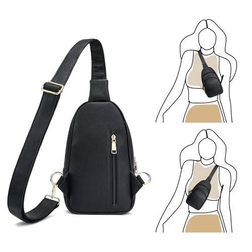 INICAT Small Crossbody Sling Bags Faux Leather Fanny Packs Purses for Women Everyday & Travel(Black) - Image 5