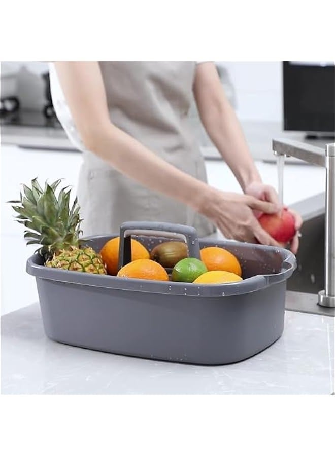 تراسل 2 عبوة منظم مستلزمات تنظيف كبيرة مع مقبض سلة أدوات الاستحمام المحمولة سلة بلاستيكية لتخزين أدوات الاستحمام للحمام، غرفة النوم، المطبخ، المسكن الجامعي، تحت الحوض، الحديقة - Image 2