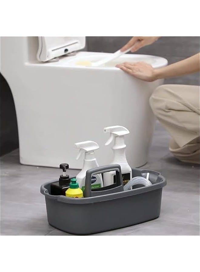 تراسل 2 عبوة منظم مستلزمات تنظيف كبيرة مع مقبض سلة أدوات الاستحمام المحمولة سلة بلاستيكية لتخزين أدوات الاستحمام للحمام، غرفة النوم، المطبخ، المسكن الجامعي، تحت الحوض، الحديقة - Image 4