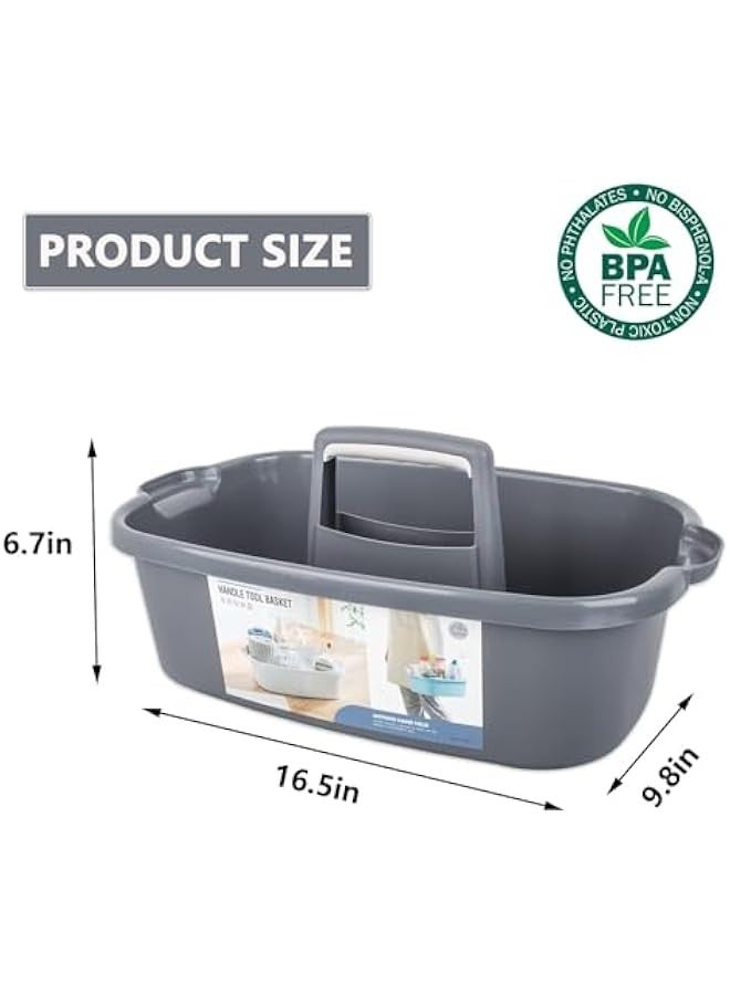 تراسل 2 عبوة منظم مستلزمات تنظيف كبيرة مع مقبض سلة أدوات الاستحمام المحمولة سلة بلاستيكية لتخزين أدوات الاستحمام للحمام، غرفة النوم، المطبخ، المسكن الجامعي، تحت الحوض، الحديقة - Image 5