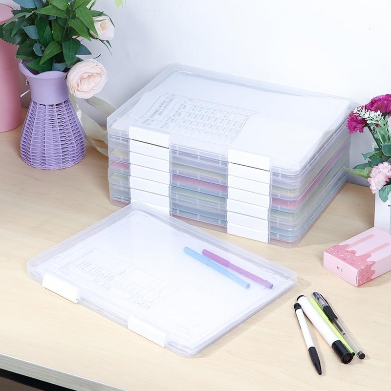8 Packs A4 Project File Cases, Plastic Storage Organizers, Scrapbook Boxes, Document And Magazine Holder For Office And School Supplies - Image 1