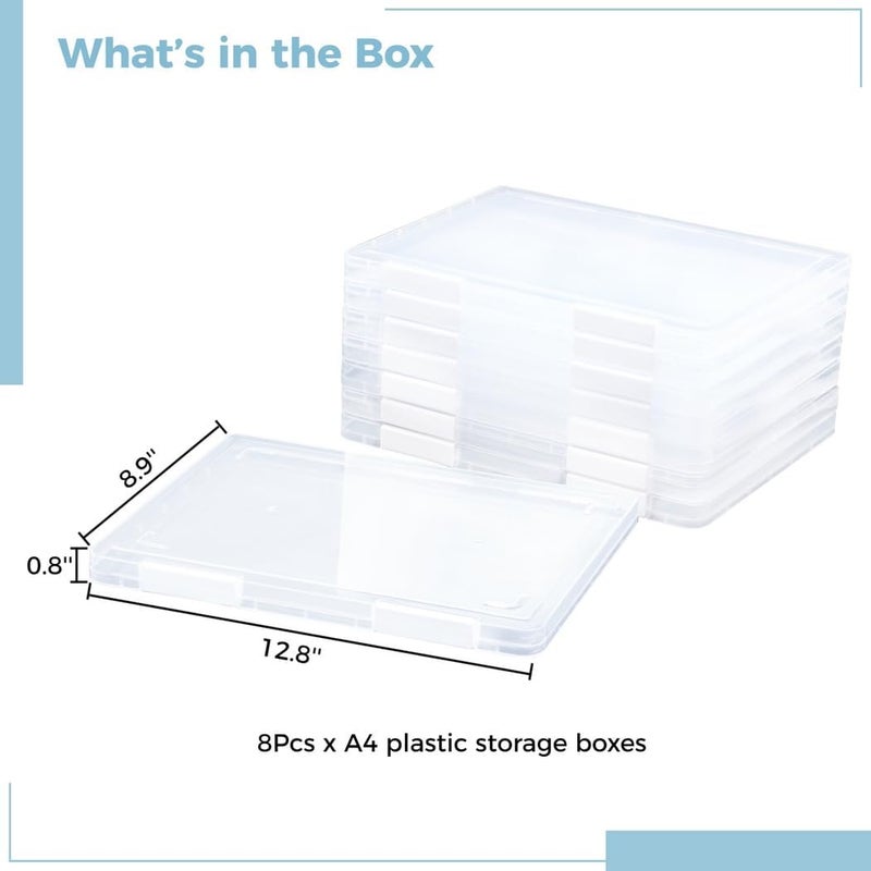 8 Packs A4 Project File Cases, Plastic Storage Organizers, Scrapbook Boxes, Document And Magazine Holder For Office And School Supplies - Image 4
