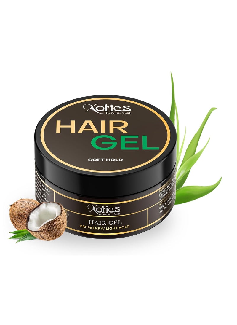 Xotics by Curtis Smith Xotics Raspberry Hair Gel for Men Women Soft Light Hold 8oz Natural Organic Styling Cream with Aloe Vera Coconut Water No Frizz & Breakage Lightweight Hair Styling Products Braiding Gel For Curls  - Image 1