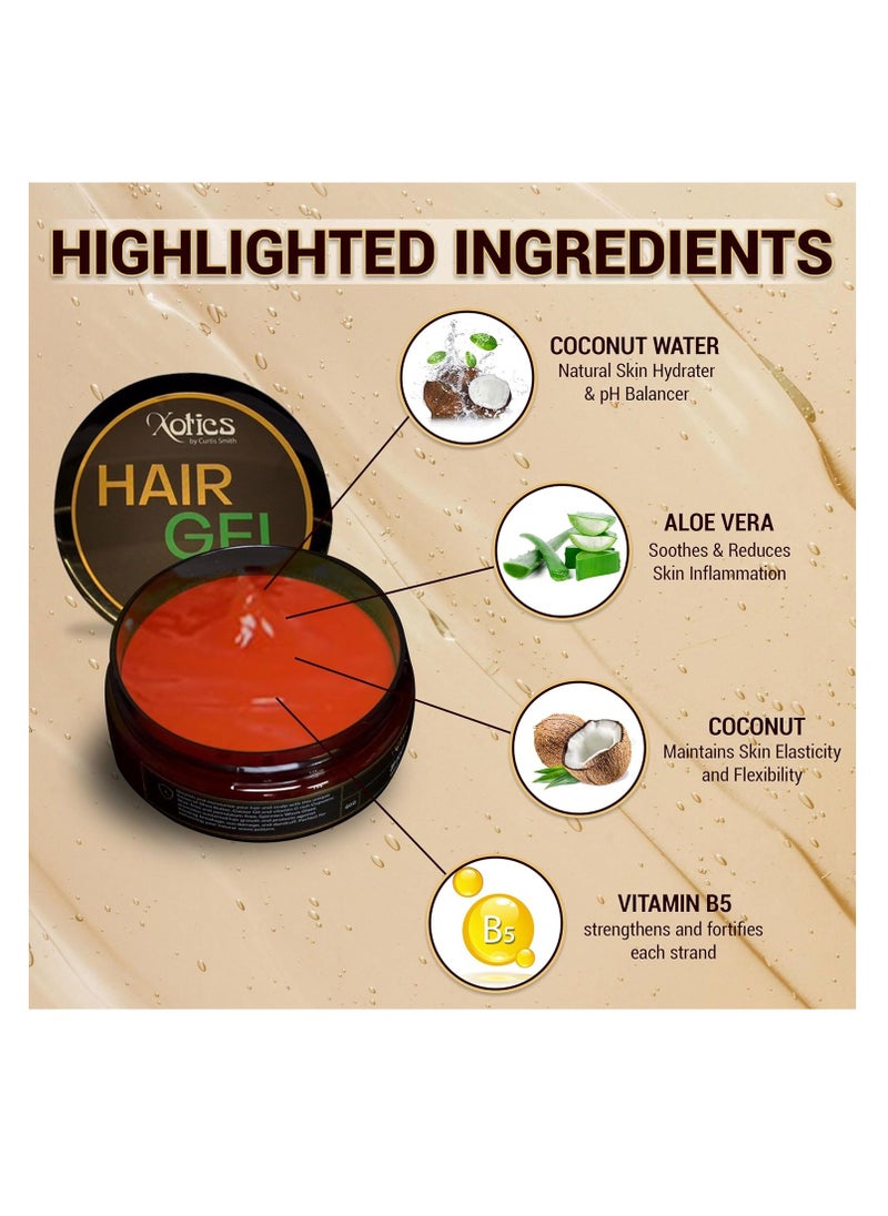Xotics by Curtis Smith Xotics Raspberry Hair Gel for Men Women Soft Light Hold 8oz Natural Organic Styling Cream with Aloe Vera Coconut Water No Frizz & Breakage Lightweight Hair Styling Products Braiding Gel For Curls  - Image 4