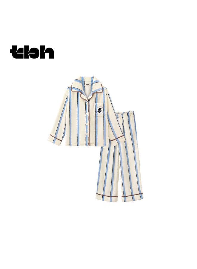 Tbh Urban Beast Black Panther Flannel Loungewear Set Wearable Couple Pajamas Winter Blue White Stripes Xs