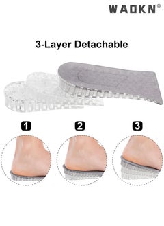 WAOKN Height increasing Insole, Heightening 1.6'' Insole for Men, Arch Support Half-insert Shock-absorbing Heel Lift Pad for Men, Can Be Worn in Socks, Comfortable and Breathable Height-increasing Insole  - Image 5