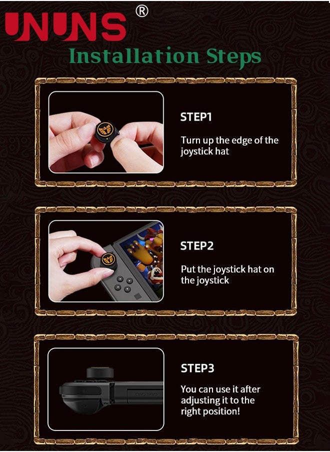 UNUNS - 4PCS Switch Thumb Grip Caps for Zelda Tears of The Kingdom Joy Con, UNUNS Soft Silicone Gaming Console Joystick Cap Covers Accessories Compatible with Nintendo Switch/OLED/Lite, Black Totk Tears - Image 1
